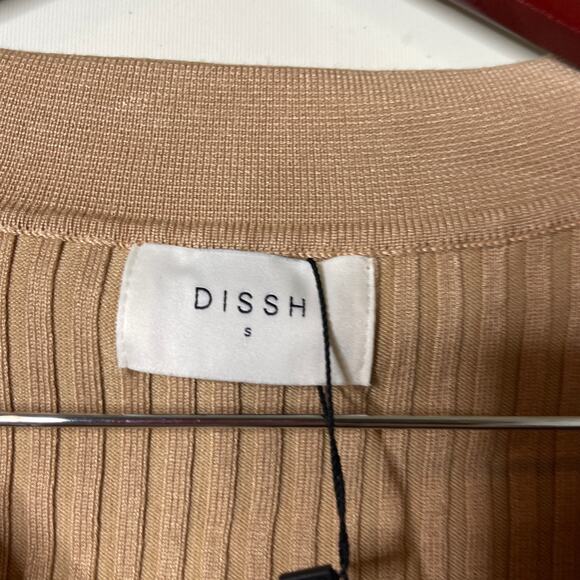 New DISSH Camel Rib Knit Cardigan Top Sz S - Picture 3 of 7